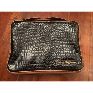 Samantha Brown Faux Black Crocodile‎ Leather Y2K Travel Toiletry/Makeup Bag
